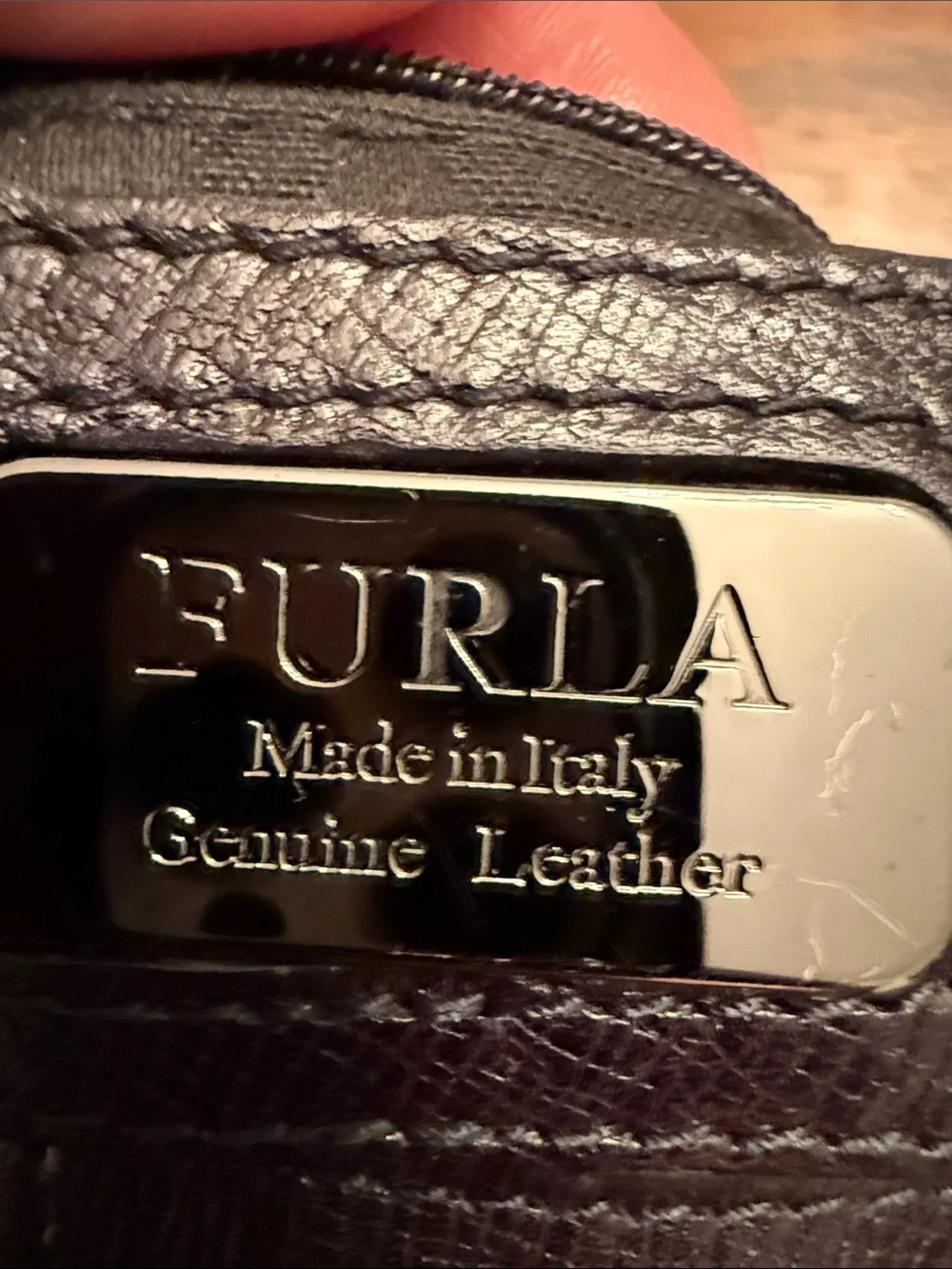 Furla Italian Leather Slouchy Hobo Shoulder Bag Black Tassel Large